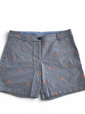 Talbots The Weekend Chino Shorts Navy Check With Applique Size 8P